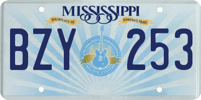 MS license plate BZY253