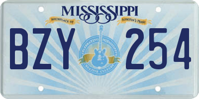 MS license plate BZY254