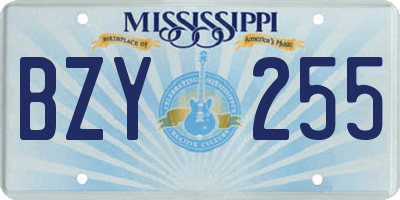MS license plate BZY255