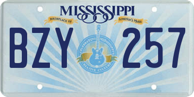 MS license plate BZY257