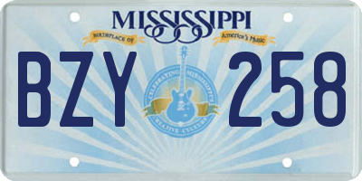 MS license plate BZY258
