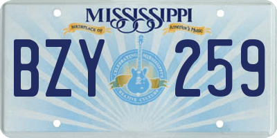 MS license plate BZY259