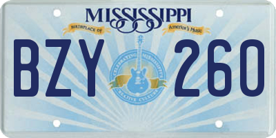 MS license plate BZY260