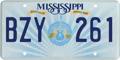 MS license plate BZY261