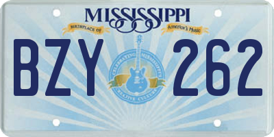 MS license plate BZY262