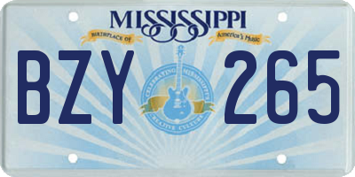 MS license plate BZY265