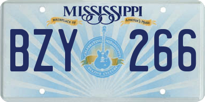 MS license plate BZY266