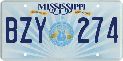 MS license plate BZY274