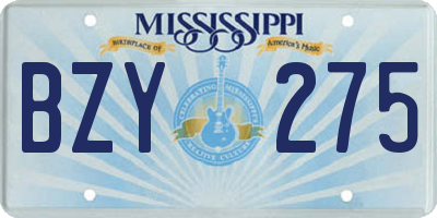 MS license plate BZY275
