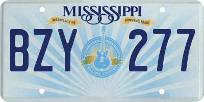 MS license plate BZY277
