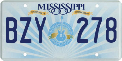 MS license plate BZY278