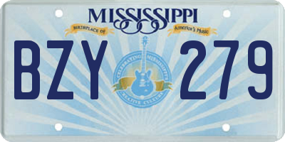 MS license plate BZY279