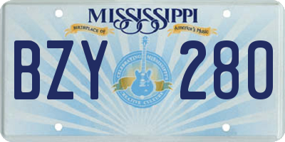 MS license plate BZY280