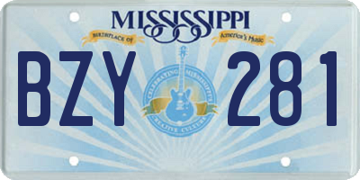 MS license plate BZY281