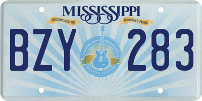 MS license plate BZY283