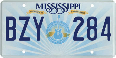 MS license plate BZY284