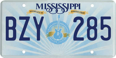 MS license plate BZY285
