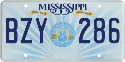 MS license plate BZY286