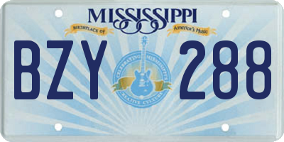 MS license plate BZY288