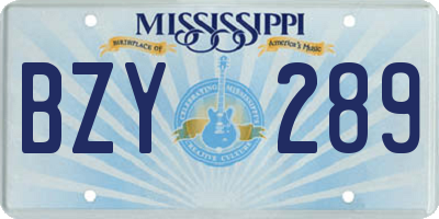 MS license plate BZY289