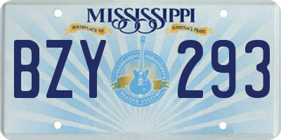 MS license plate BZY293