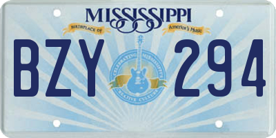 MS license plate BZY294