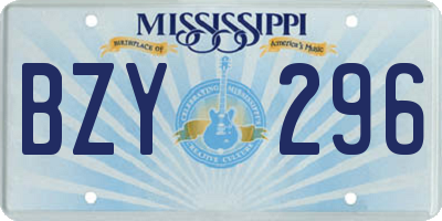 MS license plate BZY296