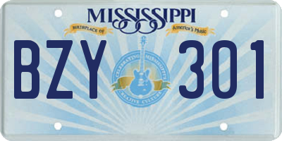 MS license plate BZY301