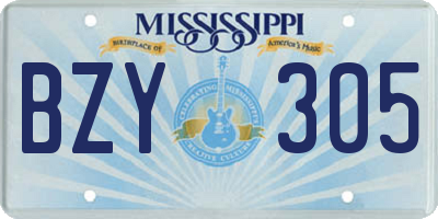 MS license plate BZY305