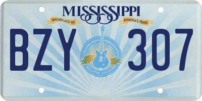 MS license plate BZY307