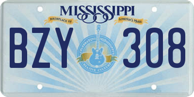 MS license plate BZY308