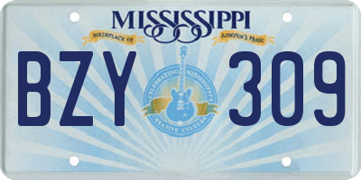 MS license plate BZY309