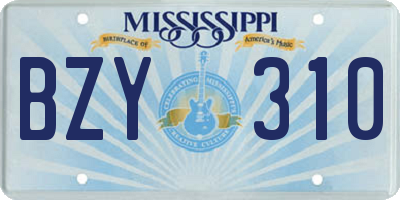 MS license plate BZY310
