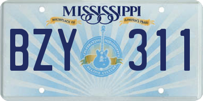 MS license plate BZY311