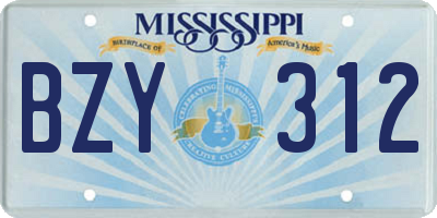 MS license plate BZY312