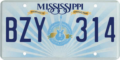 MS license plate BZY314