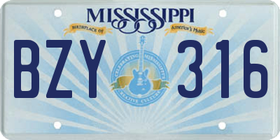 MS license plate BZY316