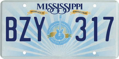 MS license plate BZY317