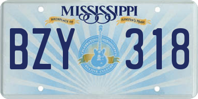 MS license plate BZY318