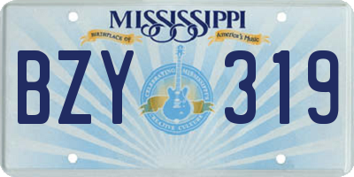 MS license plate BZY319