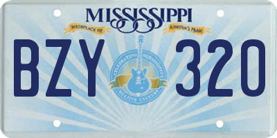 MS license plate BZY320