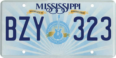 MS license plate BZY323