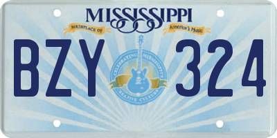 MS license plate BZY324