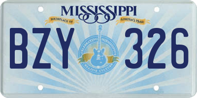 MS license plate BZY326