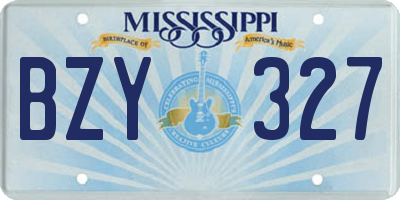 MS license plate BZY327