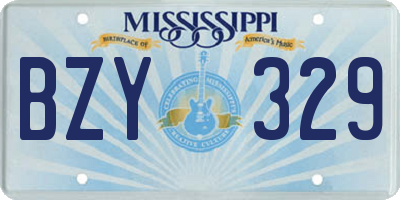 MS license plate BZY329