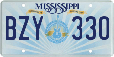 MS license plate BZY330
