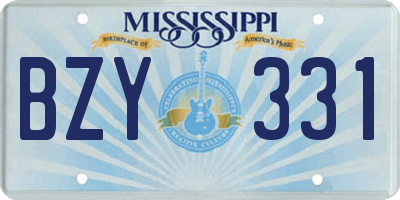 MS license plate BZY331