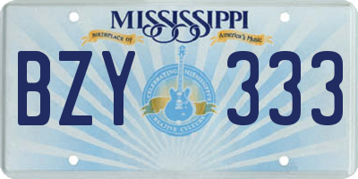 MS license plate BZY333