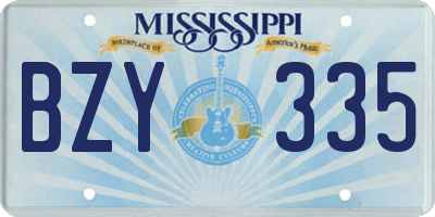 MS license plate BZY335